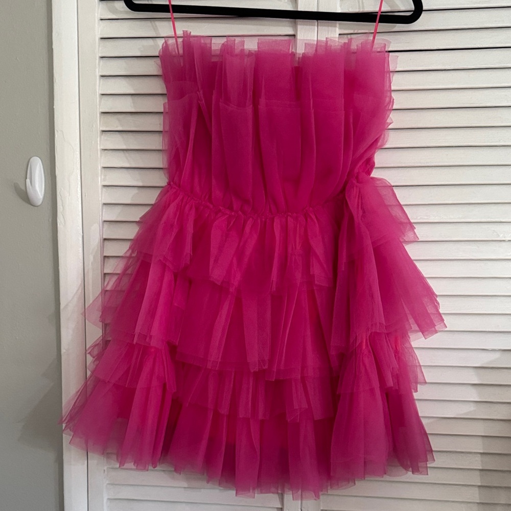 MARBLE Fuchsia Layered Kids Dress